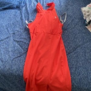 Coral midi split dress